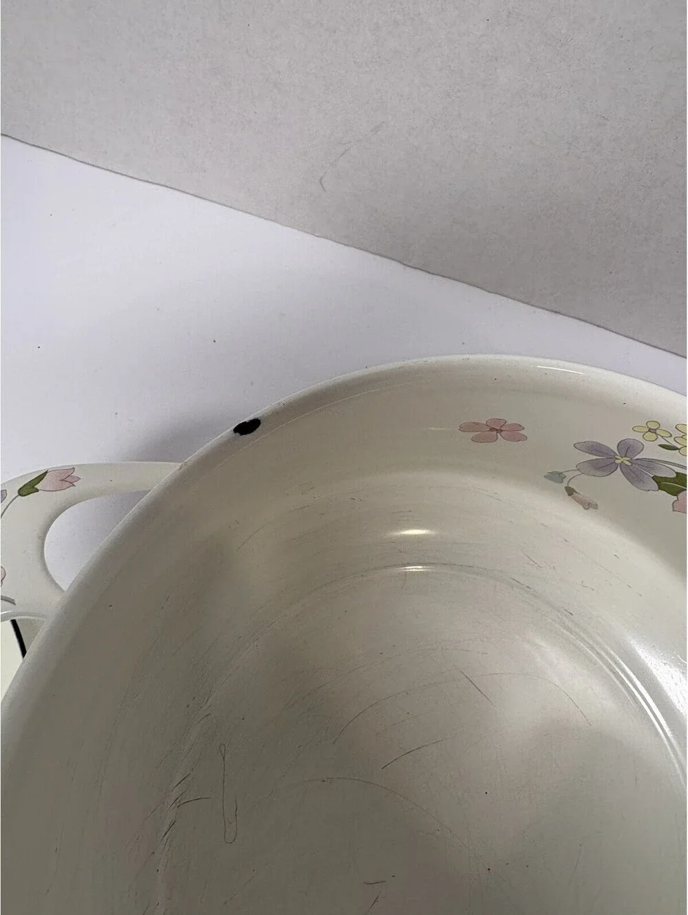 Kobe Cookware Japan Enamel Floral 3 QT Casserole Dish with Lid Vintage